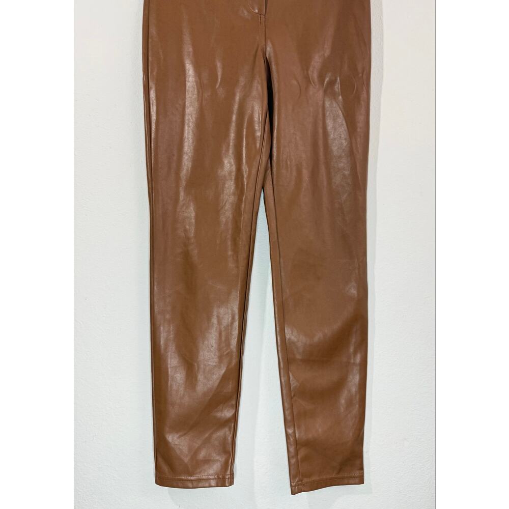 Aritizia Wilfred Free Jupiter Vegan Leather Pants 10 Cognac High Rise NWOT - Picture 6 of 13